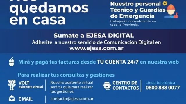 Contacto seguro en tiempos de cuarentena: EJESA nos invita a sumarnos a su servicio de comunicación y gestión digital