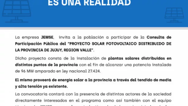 ¡Hoy! Consulta de Participación Pública para el Proyecto Solar Fotovoltaico