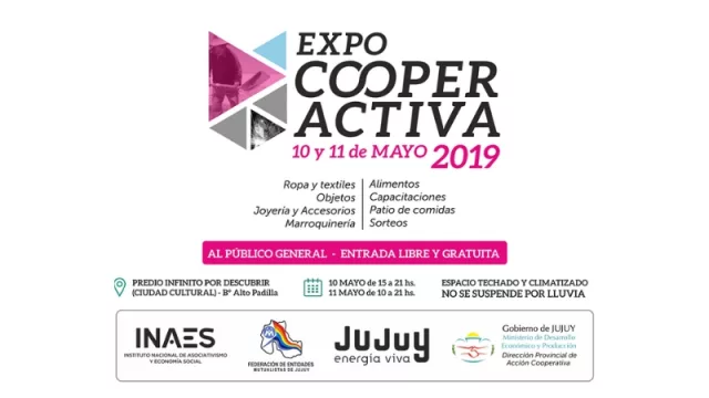 Expo CooperActiva 2019: ofrece asesoría del INAES, 70 stands comerciales, capacitaciones, sorteos ¡y más!