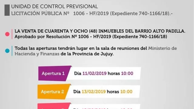 ¡Se vende! La provincia vende terrenos en Alto Padilla